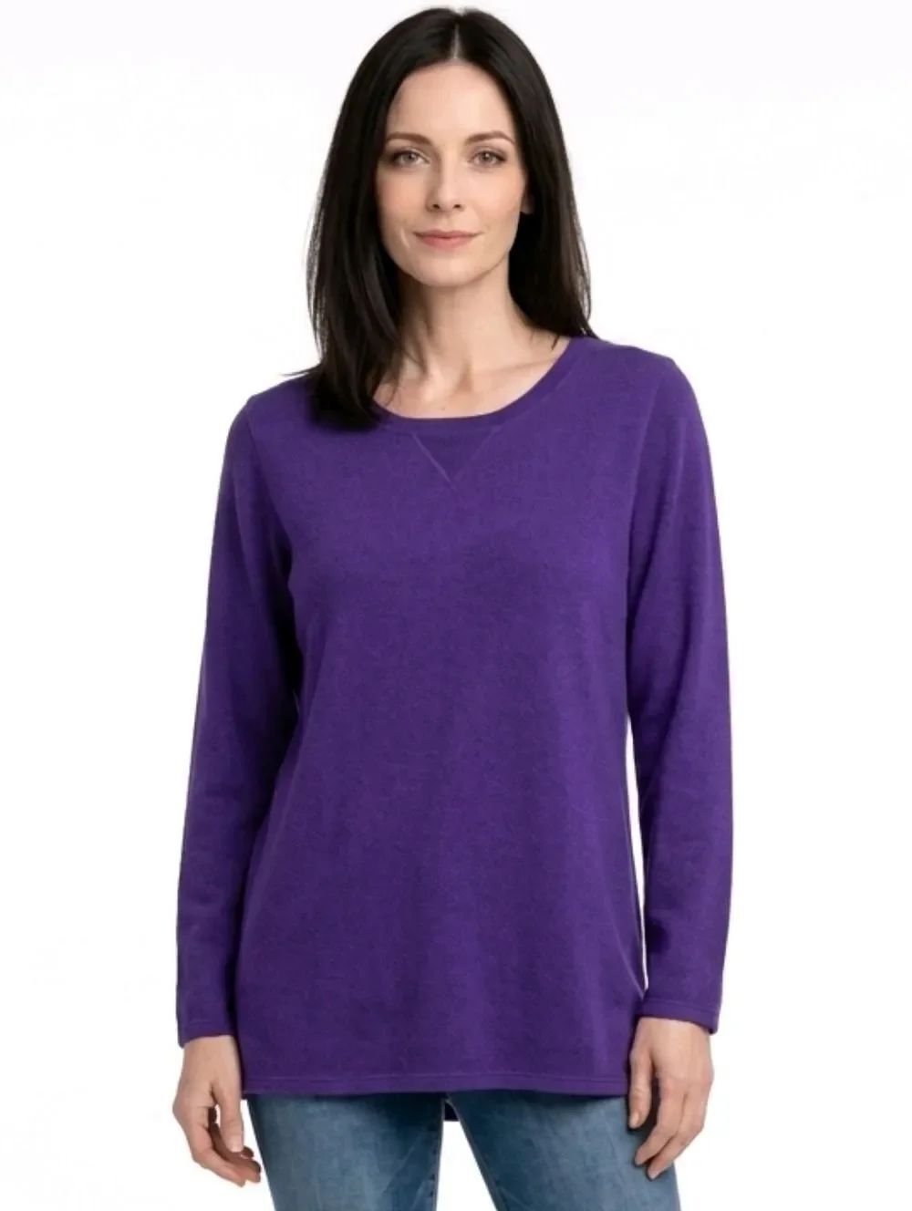 Denim & Co. Purple Tunic Length Sweatshirt Size M